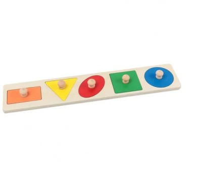 Puzzle Montessori tip buton cu 5 forme geometrice - PUZZLE CX-1003 foto