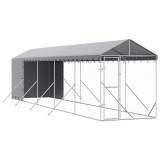 Cumpara ieftin Padoc exterior cu acoperis argintiu 2x10x2,5 m otel galvanizat
