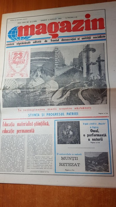 ziarul magazin 13 august 1983-articol despre muntii retezat