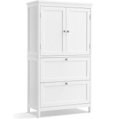 VASAGLE Dulap de baie, din MDF, cu 2 sertare si 2 usi, raft reglabil, 30x60x110cm, alb Household NewTrend