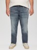 Blugi barbati big size Casby, cu aspect decolorat, talie medie si croiala Regular fit, Albastru, W38 L34
