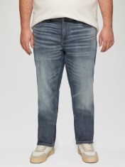 Blugi barbati big size Casby, cu aspect decolorat, talie medie si croiala Regular fit, Albastru, W38 L34