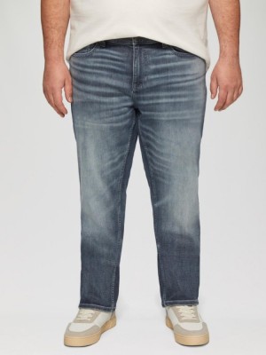 Blugi barbati big size Casby, cu aspect decolorat, talie medie si croiala Regular fit, Albastru, W38 L34 foto