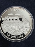 D2 LIBERIA 20 dollars , 2000/TITANIC/Argint .999, 20g /PROOF/ din foto
