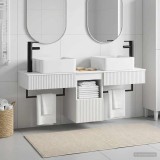 Set dulap baie 3 buc. Alb 130 x 41 x 80 cm Lemn prelucrat