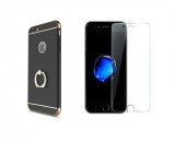 Pachet husa Apple iPhone 7 Plus,MyStyle Elegance Luxury 3in1 Ring Black, folie de sticla gratis