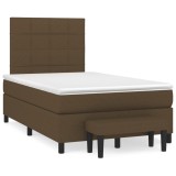 Cumpara ieftin Pat box spring cu saltea, maro inchis, 120x200 cm, textil