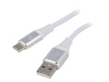 Cablu USB 2.0 USB A la USB C Aurit 1m Alb 480Mbps, Gembird