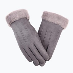 Manusi Touchscreen, Cu Blana, Winter Gloves, Gri foto