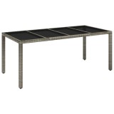 Cumpara ieftin Masa de gradina cu blat din sticla gri, 190x90x75 cm, poliratan