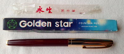 Stilou vechi de colectie anii 1980 in tipla, WING SUNG in cutie Golden Star foto
