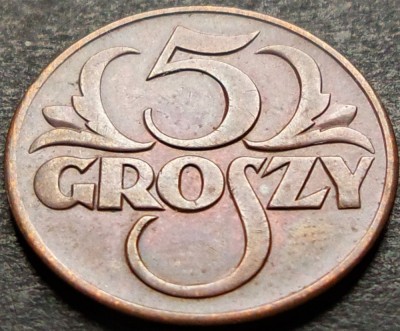 Moneda istorica 5 GROSZY - POLONIA, anul 1938 * cod 5211 = excelenta! foto