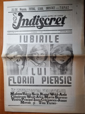 ziarul indiscret anul 1,nr. 2- interviu florin piersic si anda calugareanu foto