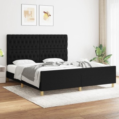 vidaXL Cadru de pat fără saltea, negru, 180x200 cm, textil 3125318 foto
