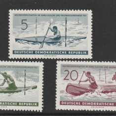 Germania DDR 1961-Sport,Canoe simplu si dublu,serie 3 val.,dant.,MNH,Mi.838-840