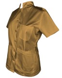 Tunica Medicala Pe Stil cu Elastan, Bej cu nasturi - 3XL