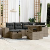 Gossi set canapele de gradina, 7 piese, cu perne, gri, poliratan