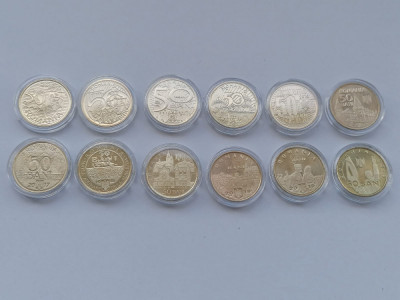 Lot complet 12 monede comemorative 50 bani 2010 2019 Romania! foto