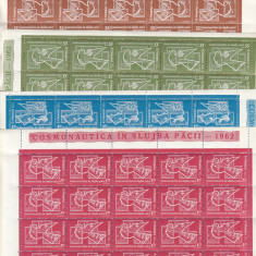 ROMANIA 1962 LP 541 COSMONAUTICA IN SLUJBA PACII SET COLI DE 25 TIMBRE MNH