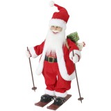 HOMCOM Moș Crăciun Animat 66cm cu Muzică, Brațe Reglabile, Activare la Sunet/Atingere, Schiuri, Bețe | Aosom Romania