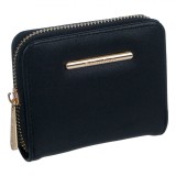 Portofel Exclusivo, Negru, Detalii Aurii, Compartiment Metalic, 11x9x2.5cm, Oem
