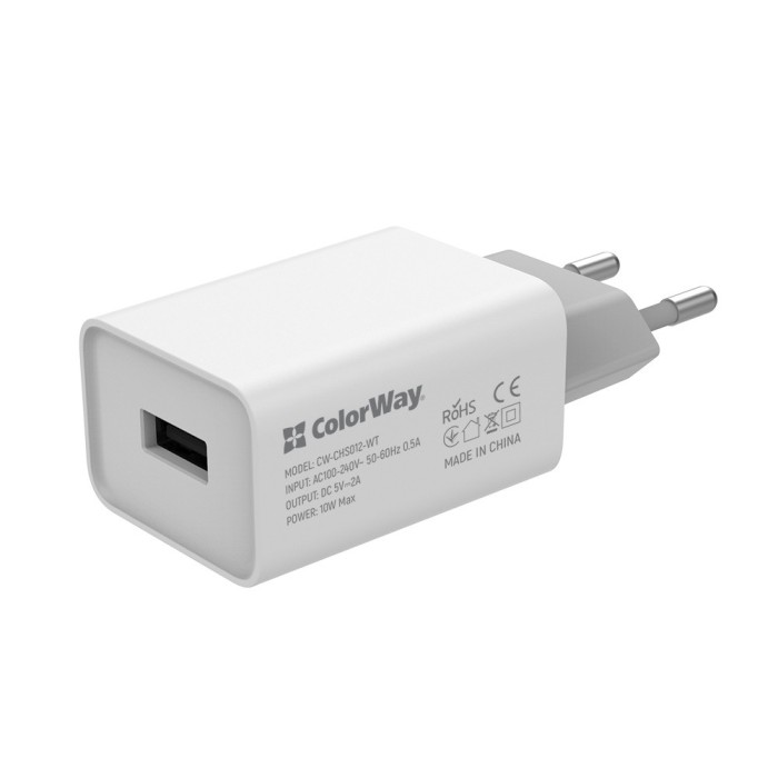 Incarcator retea USB cu protectie temperatura ColorWay, 2A, alb