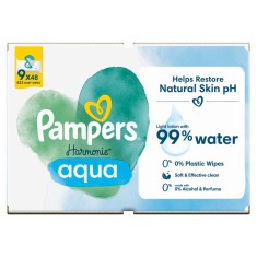Pachet Servetele umede Harmonie Aqua, 9 x 48 bucati, Pampers