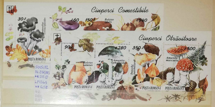 1994 Ciuperci comest. și otrăvitoare LP1349 Bl.292 si Bl.293 MNH Pret 2,9+1 Lei