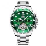 Ceas Barbatesc Tevise Automatic Tourbillon, Otel Inoxidabil, Mecanic, Verde, Argintiu, Afisaj Analog