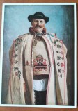 Fotografie tip carte postala, fermier, perioada interbelica
