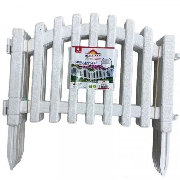 Gard Decorativ PVC ALB 4 segmente 56x40x2.5cm Total 2.24ml SB 100 DNC63527