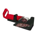 Feliator manual pentru mezeluri si legume, din ABS si inox, cu baza antialunecare, rosu/negru