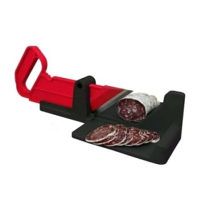 Feliator manual pentru mezeluri si legume, din ABS si inox, cu baza antialunecare, rosu/negru foto