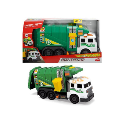 Masina de gunoi verde cu sunet, lumini si container, 39 cm foto