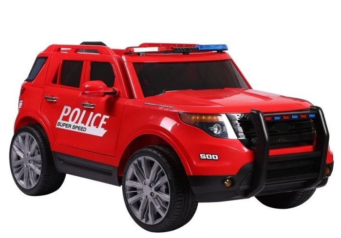 Masinuta electrica SUV de Politie cu sirena, girofar si megafon, rosu Masinuta electrica SUV de Politie cu sirena, girofar si megafon, rosu
