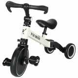 Tricicleta 3in1 Mini 67x47x51 cm, transformabila in bicicleta fara pedale, reglabila, roti din spuma, alb-negru Household NewTrend