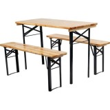Set mobilier gradina/terasa, pliabil, 1 masa, 2 banci, 117 cm, Dortmund GartenVIP DiyLine, Strend Pro