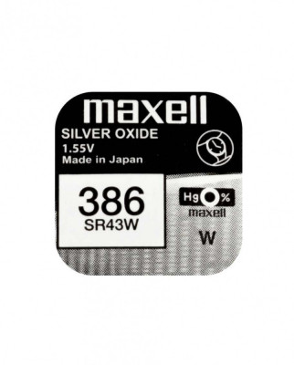 Baterie ceas Maxell SR43W V386 AG12 1.55V oxid de argint 1buc foto