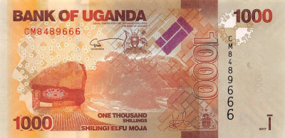 UGANDA █ bancnota █ 1000 Shillings █ 2017 █ P-49 █ UNC █ necirculata foto
