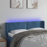 VidaXL Tăblie de pat cu LED, albastru &icirc;nchis, 147x16x78/88 cm, catifea 3123148