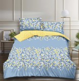 Lenjerie Pat Bumbac 4 Piese Single Albastru 200x155cm (Pilota) + 200x175cm (Cearceaf) + 2 Fete Perna 55x75cm