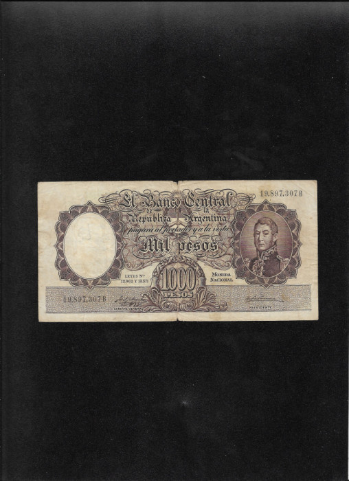 Rar! Argentina 1000 Pesos 1958(66) seria19897307