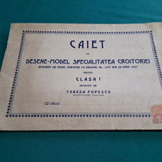 CAIET CU SCHIȚE-MODEL ȘI TEORIE, SPECIALITATEA CROITORIEI /1927/TEREZA POPESCU*