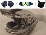 Casca moto/atv/enduro+Ochelari+Manusi+Cagula marime L(59-60cm)