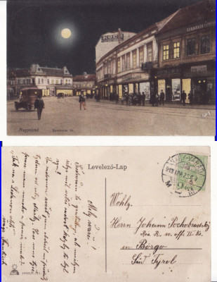 Oradea (Bihor), Nagyvarad -Noaptea -animata,masina epoca, rara foto