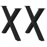 VidaXL Picioare de masă &icirc;n formă de X, 2 buc., negru, 90x(72-73) cm, oțel