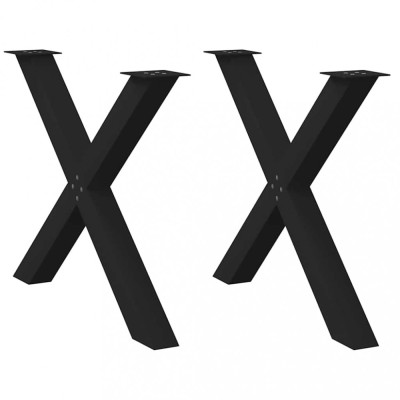 vidaXL Picioare de masă &amp;icirc;n formă de X, 2 buc., negru, 90x(72-73) cm, oțel 4012984 foto
