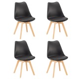 Scaun de masă Silla, 4 piese, negru
