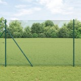 vidaXL &Icirc;mprejmuire cu plasă sudată cu 13 st&acirc;lpi Verde 1,4x50 m Oțel