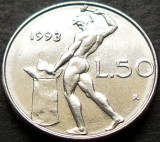 Cumpara ieftin Moneda 50 LIRE - ITALIA, anul 1993 *cod 893 = modelul mic